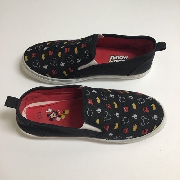 Disney Mickey Mouse Ears Kids SZ 3 8-9 Yrs Youth Slip On Shoes Canvas Sneakers - Picture 16 of 16